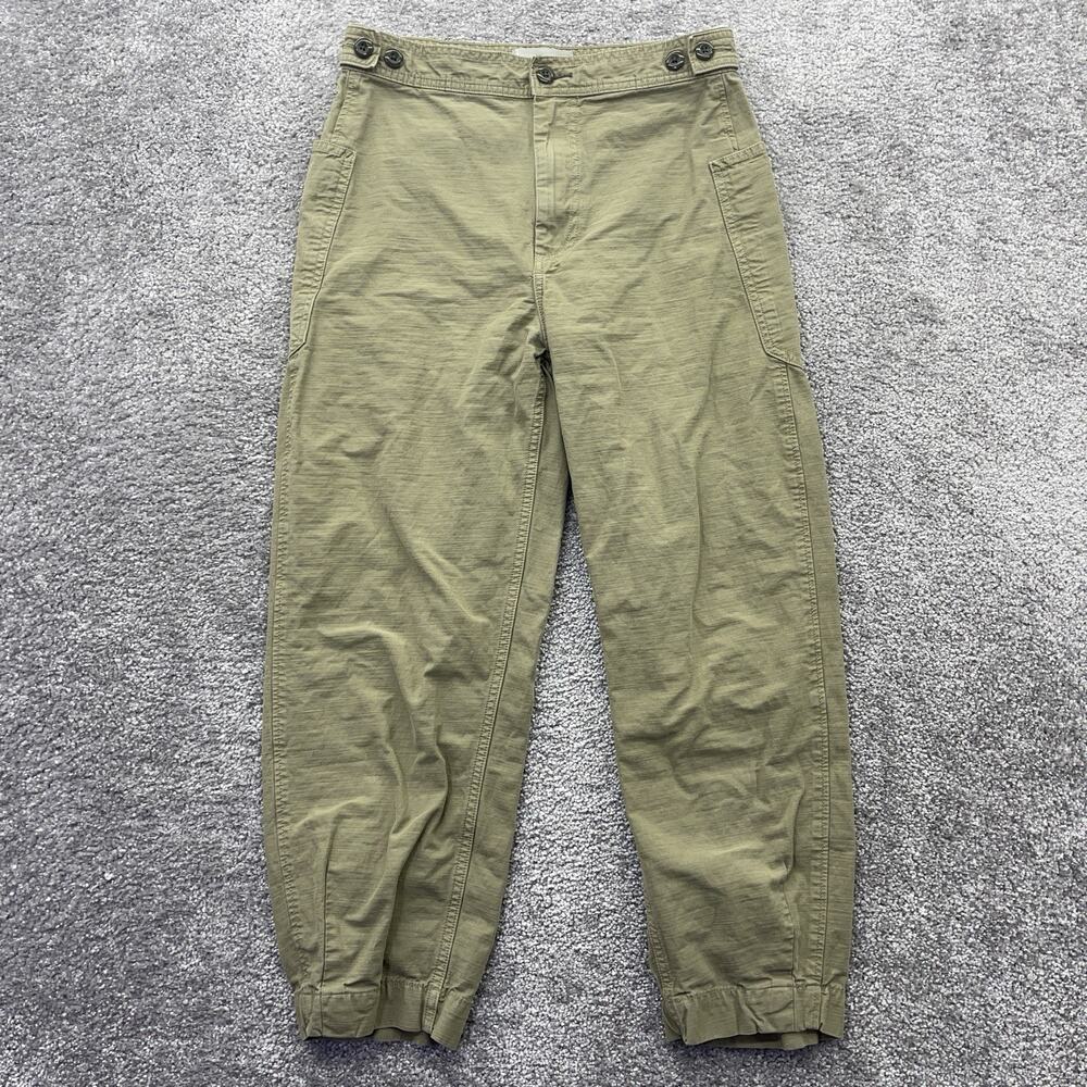 Everlane Pants Womens 6 Organic Cotton Linen Blend Tapered Crop Casual Green